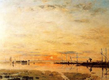 尤金 佈丹 Le Havre, Sunset at Low Tide